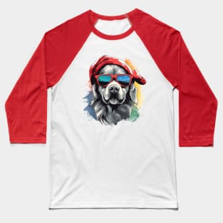 Magical Christmas Golden Retriever in the snow: cute four-legged friend with festive hat Baseball T-Shirt